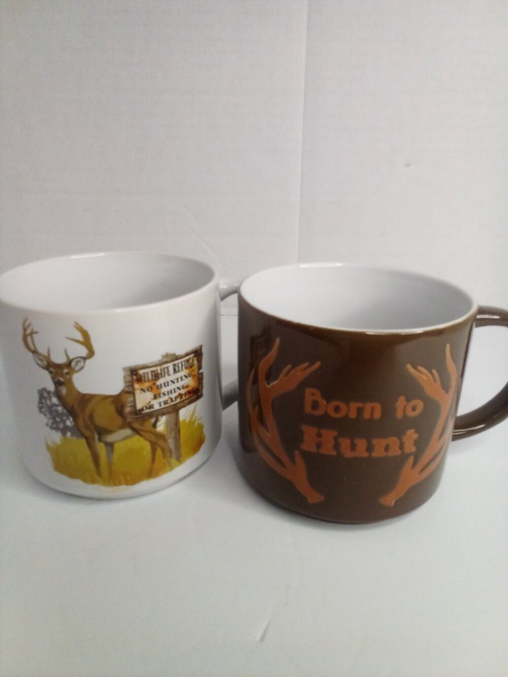 Bass Pro Shop Mug Hunting Deer Wildlife Outdoor Lot of 2 Brown White Coffee Tea